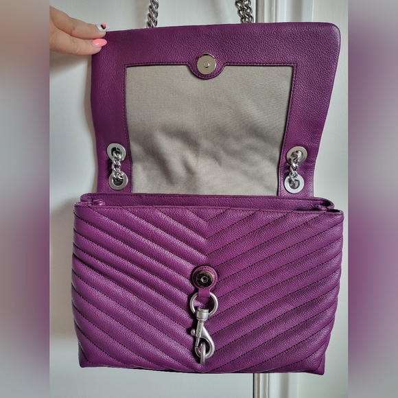 Nwt rebecca minkoff viola edie flap leather convertible chevron bag - Picture 7 of 12